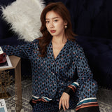 deanwangkt Women's Pajamas Set Luxury Style Flying Cranes Sleepwear Silk Like Nightie Leisure Home Clothes Nightwear Pyjamas Femme