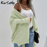 deanwangkt Women Oversized Cardigan Knitted Coat Autumn Oversize Sweater Bat Sleeve Women's Knitted Jacket Loose Oversize Cardigan Women