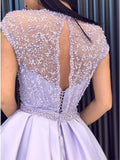 Prom Dresses  with High Slit Satin Lace Beaded Purple Vestidos De Gala Evening Party Dresses Prom Gown Robe De Soiree