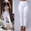 NEW HOT SALE Women Denim Skinny Jeggings Pants High Waist Stretch Jeans Pure Color Slim Pencil Trousers боди женское