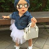 deanwangkt   Baby Girl Summer Clothing Sets Baby Girls Clothes Denim Shirt Top +Tutu Skirts+Headband 3pcs Outfits Sets