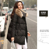 deanwangkt Women Parkas Long Thick Warm Jacket Hooded Fur Zipper Yellow Elegant Ladies Coats Solid Female clothing Parka Femme