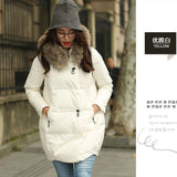 deanwangkt Women Parkas Long Thick Warm Jacket Hooded Fur Zipper Yellow Elegant Ladies Coats Solid Female clothing Parka Femme