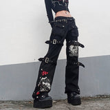 deanwangkt Gothic Emo Alt Cargo Pants Techwear Hip Hop Jeans Lazy Goth Punk Black Denim Trousers Streetwear Academic Low Waist Joggers Y2k