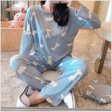 deanwangkt Women Pajamas Set Girl Sleepwear Pijama Long Women Pyjamas Suit Female Clothing Set  Nightwear