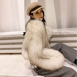 deanwangkt Women's fur coat elegant sexy high street clothing new short fox raccoon fur trumpet sleeve fashion western Retro thick jacket