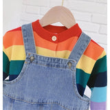 deanwangkt Korean style Spring Kids Children Oversized Wide Leg Denim Overalls Baby Clothes Boys Girls Loose All-match Casual Pants