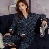 deanwangkt Women's Pajamas Set Luxury Style Flying Cranes Sleepwear Silk Like Nightie Leisure Home Clothes Nightwear Pyjamas Femme