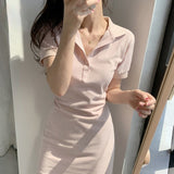 Christmas Gift Deanwangkt Women's Za Summer Casual Shirt Dress Office Lady Lace Up Elegant Top Korean Slim Chic A-Line Vestido