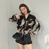 Graduation Gifts  Vintage Printed Fashion Women Blouses  women Long Sleeve Shirts print Chiffon blouse women ladies Loose Femme top 0845 30