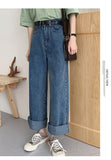 deanwangkt Casual High Waist Loose Women Denim Jeans Streetwear Vintage Long Wide Leg Jeans Pants Female Trousers Capris