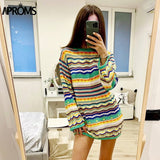 Christmas Gift Aproms Vintage Colorful Crochet Mini Dress Women Deanwangkt Casual Long Sleeve Hollow Out Holiday Beach Fashion Short Dresses Vestidos