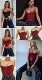 deanwangkt Strapless Crocodile Pattern Croset Cropped Camisole Slim Backless Sleeveless Sexy Women Tops Fashion Night Club Party Crop Top