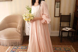 Hanxiuju Delicate Vintage Embroidery Cotton Women's Long Nightgowns Luxury Sleepwear Elegant Loose Nighty Spring Autumn Dress