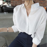 deanwangkt  Graduation Gifts  Spring White Shirt Women Long Sleeve Plus Size Women Blouse Femme Cotton Shirts For Women Loose Casual Blouses Tops 8874