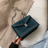 Back To College Deanwangkt Scrub Leather Brand Designer Shoulder Simple Bags For Women Chain Rivet Luxury Crossbody Bag Female Fashion Small Handbags