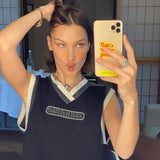 Christmas Gift 90s Vintage Girls Y2k Sleeveless Sweater Vest Top Women Deanwangkt Autumn Knitted Bella Hadid Waistcoat Chic Cool Street Fashion Vests