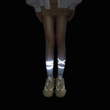 deanwangkt Japanese Reflective Stockings Bandage Lolita Socks Long Knee Socks Korea Style Women White Cotton Socks Cosplay JK Socks Cute