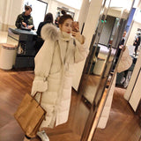 Christmas Gift Deanwangkt New Winter Big Fur Collar Coat Mid-length Over-the-knee Padded Jacket Women Korean Loose Down Padded Jacket