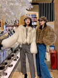 deanwangkt Women's fur coat elegant sexy high street clothing new short fox raccoon fur trumpet sleeve fashion western Retro thick jacket