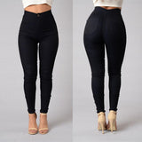 NEW HOT SALE Women Denim Skinny Jeggings Pants High Waist Stretch Jeans Pure Color Slim Pencil Trousers боди женское