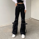 deanwangkt Gothic Emo Alt Cargo Pants Techwear Hip Hop Jeans Lazy Goth Punk Black Denim Trousers Streetwear Academic Low Waist Joggers Y2k