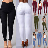 NEW HOT SALE Women Denim Skinny Jeggings Pants High Waist Stretch Jeans Pure Color Slim Pencil Trousers боди женское