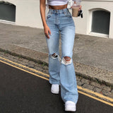 deanwangkt  High Street Women's Jeans Y2K High Waist Ripped Denim Jeans Straight Pants Streetwear Wide Leg Jeans Casual Loose Baggy Trousers