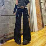 deanwangkt Gothic Emo Alt Cargo Pants Techwear Hip Hop Jeans Lazy Goth Punk Black Denim Trousers Streetwear Academic Low Waist Joggers Y2k