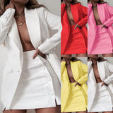 deanwangkt  New Fashion 2 Piece Set Women Streetwear Candy Colour Basic Blazer Sets Coat + Shorts Slim Suit Jacket