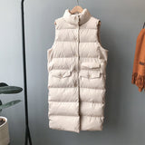 Christmas Gift Autumn Winter Cotton Vest Women Ladies Casual Waistcoat Female Sleeveless Long Vest Jacket Slim Fit Warm Puffer Coat