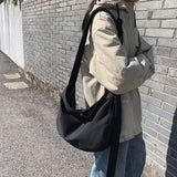 Back To College Deanwangkt Women Canvas Shoulder Bag Large Capacity Ladies Shopping Bags Casual Crossbody Bags Solid Color Students Messenger Bag