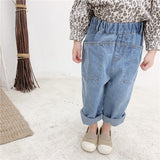 deanwangkt Children jeans  Korean style New Spring boys fashion straight denim pants baby girls loose solid color all-match jeans 1-6Y