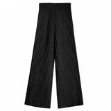 Christmas Gift  Casual Warm Loose Floor-length Sweater Pants for Women Autumn Winter High Waist Wide Leg Knitted Trousers Femme Deanwangkt