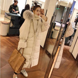 Christmas Gift Deanwangkt New Winter Big Fur Collar Coat Mid-length Over-the-knee Padded Jacket Women Korean Loose Down Padded Jacket