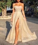 Abiye Gece Elbisesi Shiny Sequins Prom Dresses Long  Side Slit Formal Dresses Vestidos De Gala