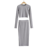 Graduation Gifts  Women long tees tops t shirt Top long Skirt two piece Set Hot Sexy Women Korean Two-piece Suit skirts sets HIEZ