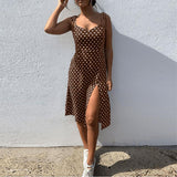 deanwangkt Dresses Sundress Summer Women Causal Polka Dot Sleeveless High Pleated elastic waist V-Neck Beach Dress Vestidos De Verano