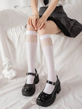 deanwangkt Japanese Reflective Stockings Bandage Lolita Socks Long Knee Socks Korea Style Women White Cotton Socks Cosplay JK Socks Cute