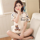 Girl Sleepwear Cartoon Summer Women Pajamas Set Pijama Short Women Pyjamas Suit Female Clothing  Nightwear