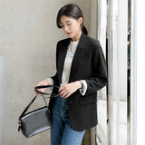 deanwangkt Peonfly New  Autumn Fashion Blazer Jacket Women Casual Korean Pockets Long Sleeve Coat Office Ladies Solid Loose Blazer