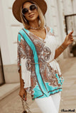 Deanwangkt - Relaxed sky blue tunic with paisley print and batwing sleeves