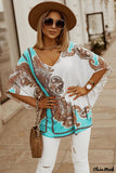 Deanwangkt - Relaxed sky blue tunic with paisley print and batwing sleeves