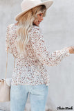 Deanwangkt - Brown Floral Ruffle Long Sleeve Blouse