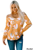 Deanwangkt - Yellow Floral Off Shoulder Long Sleeve Top