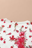 Deanwangkt - Pink floral blouse with round neck and bishop sleeves