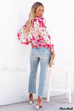 Deanwangkt - Pink floral blouse with round neck and bishop sleeves