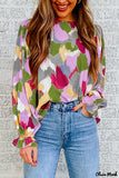 Deanwangkt - Multicolor Abstract Print Long Sleeve Blouse