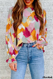 Deanwangkt - Multicolor Abstract Print Long Sleeve Blouse