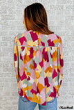 Deanwangkt - Multicolor Abstract Print Long Sleeve Blouse